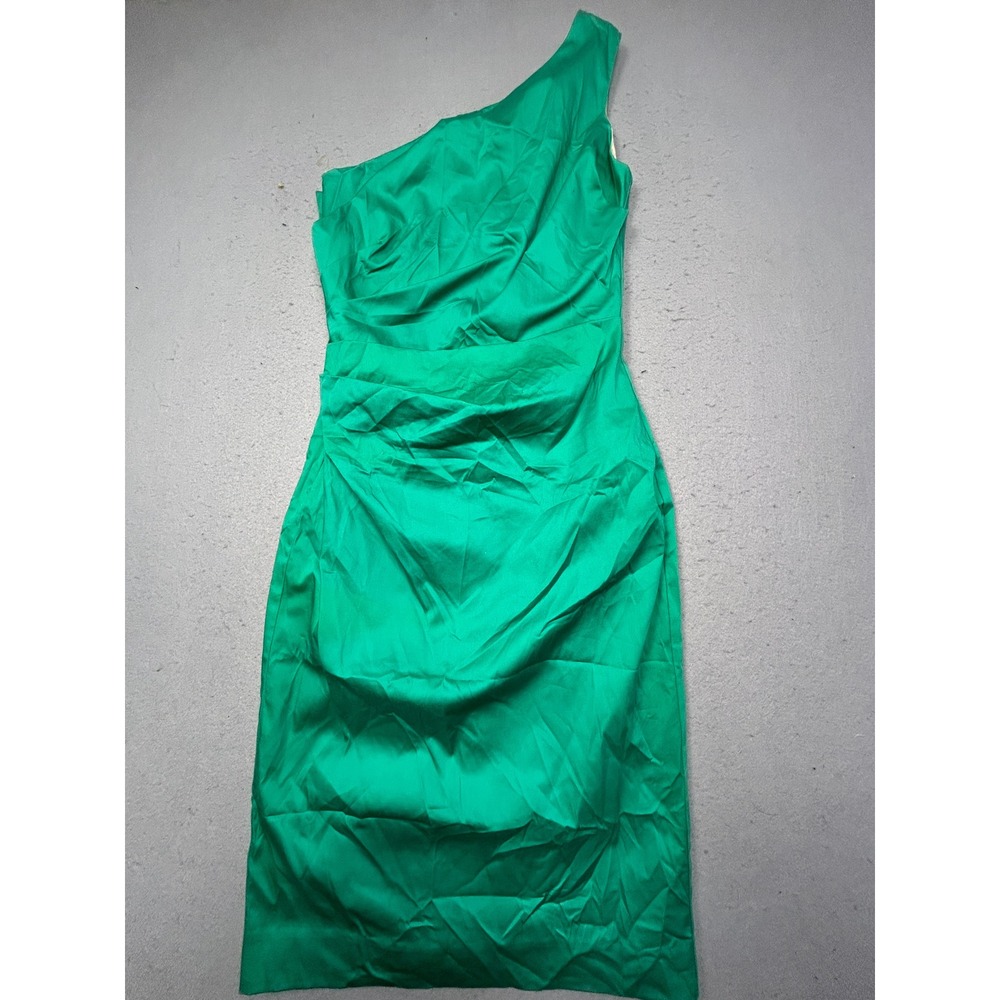 Krisana Vigus One Shoulder Dress Cotton Lycra Green Size 2 Womens